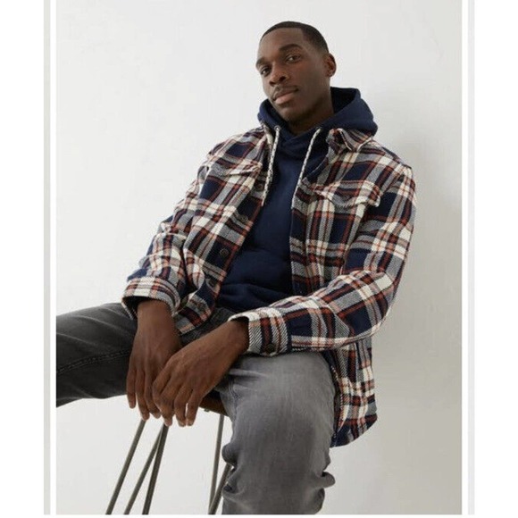 Fat Face Men’s Size XXL Tall Ryton Overshirt Shacket Heavy Outdoor Navy Plaid - Picture 1 of 11